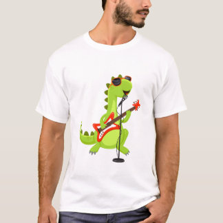 Dinosaur Guitar Player Julafton Funny dag T Shirt