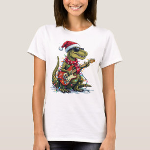 Dinosaur Guitar Player Julafton T Shirt