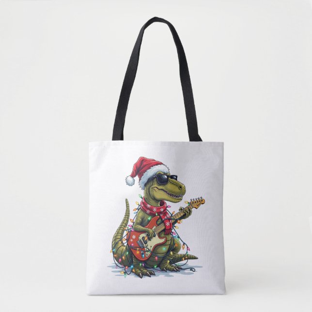 Dinosaur Guitar Player Julafton Tygkasse (Framsida)