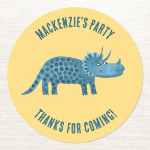 Dinosaur Gult Party Tack Runt Klistermärke