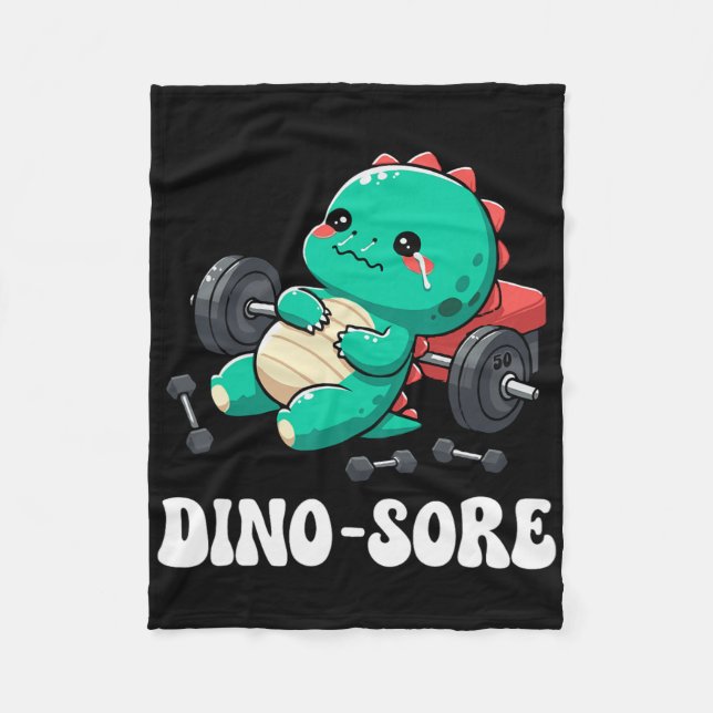 Dinosaur Gym Träning Fitness Lyfta Vikter Söt  Fleecefilt (Framsidan)