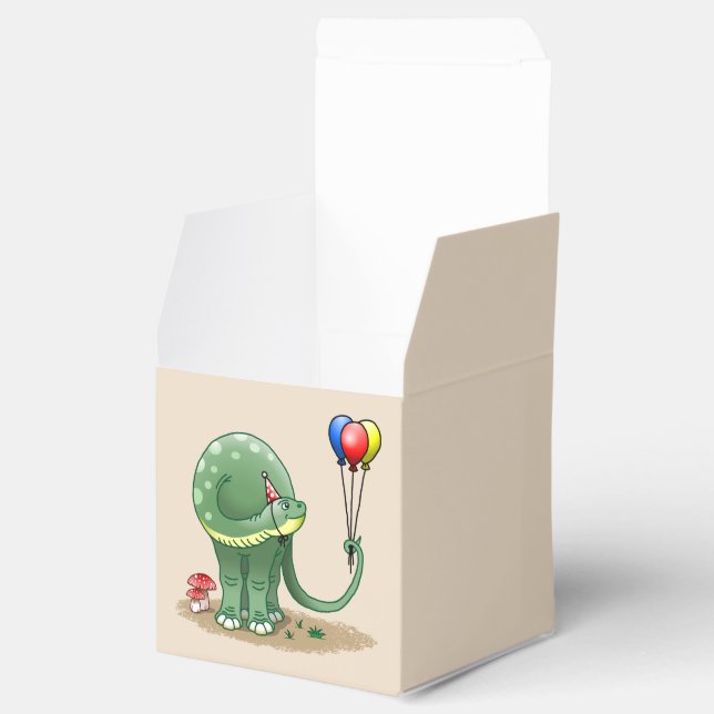 Dinosaur håller ballonger födelsedag presentaskar (Öppnad)
