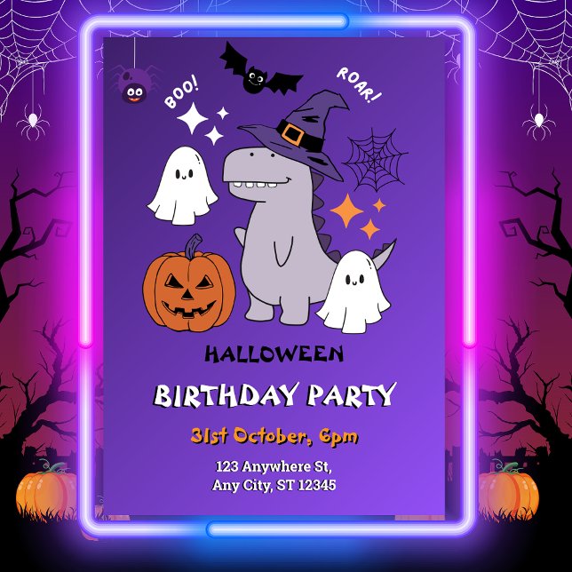 Dinosaur Halloween Birthday Kids Party bjudan Inbjudningar (Skapare uppladdad)