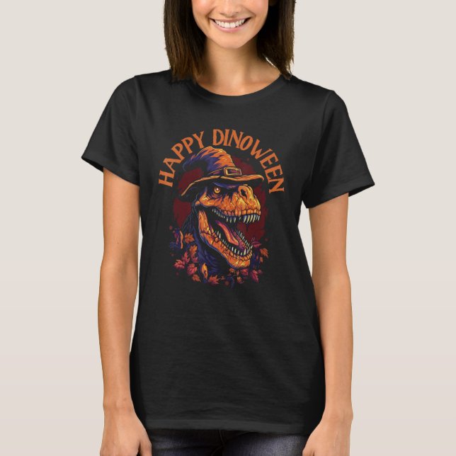 Dinosaur Halloween Costume Dino Halloween Pumpkin  T Shirt (Framsida)