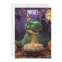 Dinosaur Halloween födelsedag barn kort