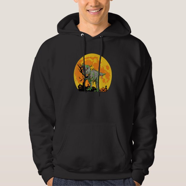 Dinosaur Halloween Mummy Saurus Rex Quote Pumpkin Hoodie (Framsida)
