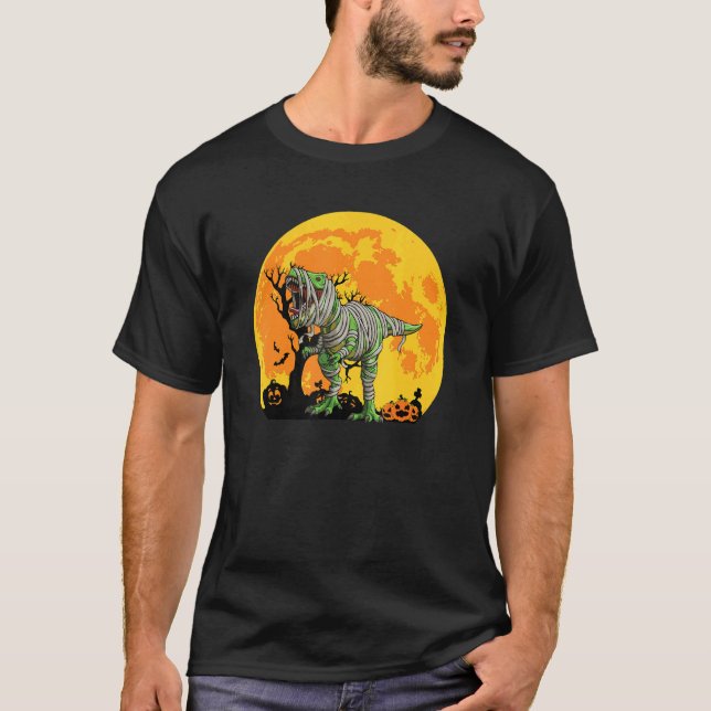 Dinosaur Halloween Mummy Saurus Rex Quote Pumpkin T Shirt (Framsida)