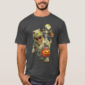 Dinosaur Halloween Skeleton Riding Mummy T Rex Cos Shirt