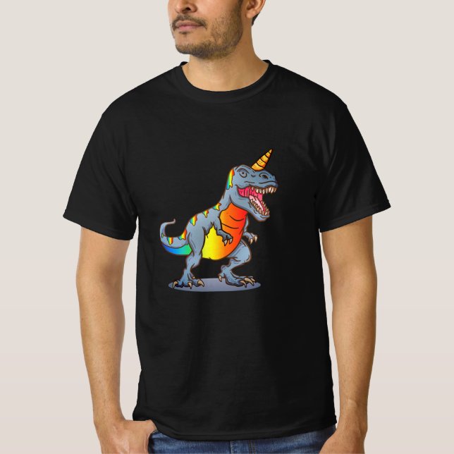 Dinosaur Halloween Unicorn Costume T Shirt (Framsida)