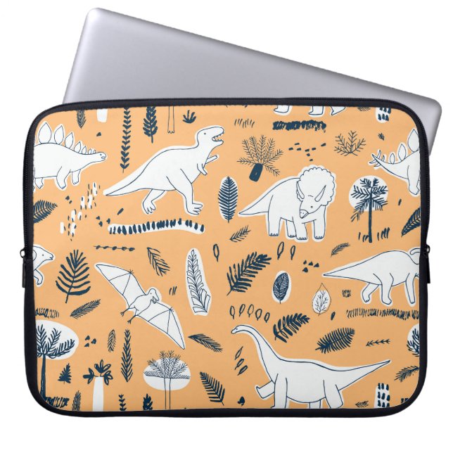 Dinosaur & Handflatan Löv: Roligt Mönster Laptop Fodral (Framsidan)