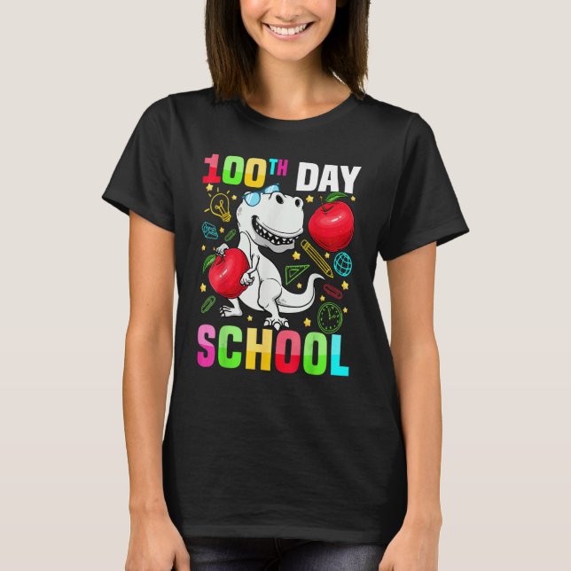 Dinosaur Happy 100th Day of School Dino Kids 100 D T Shirt (Framsida)