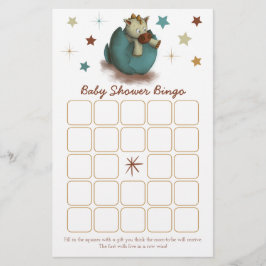 Dinosaur Hatching Neutralt Baby Shower Bingo Card