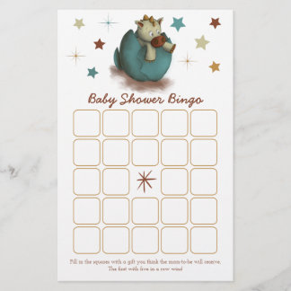 Dinosaur Hatching Neutralt Baby Shower Bingo Card