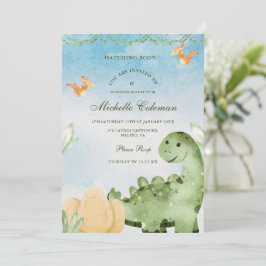 Dinosaur Hatching snart Baby Shower-inbjudan Inbjudningar