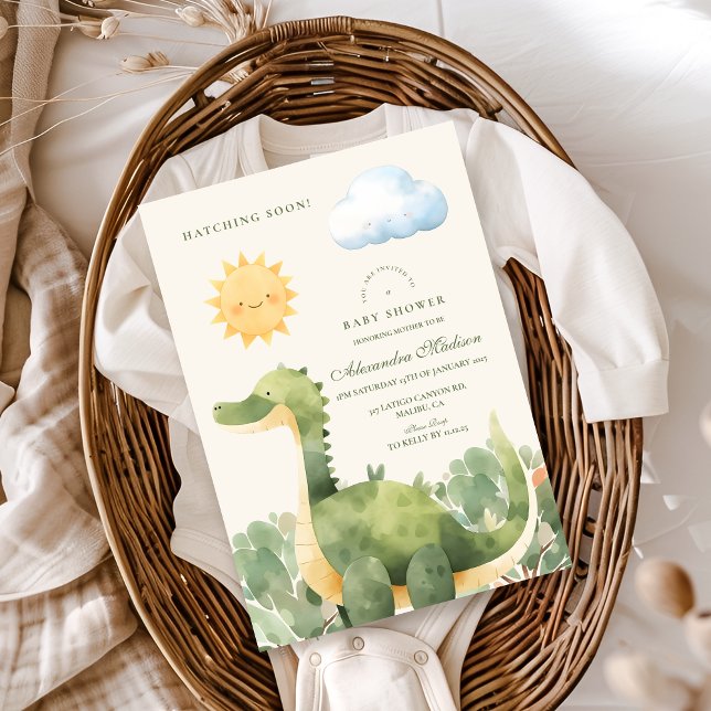 Dinosaur Hatching Soon Baby Shower Inbjudningar (Skapare uppladdad)