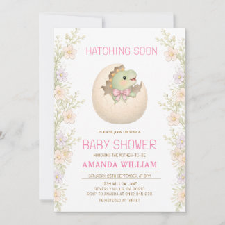 Dinosaur Hatching Soon Baby Shower Invitation Inbjudningar