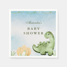 Dinosaur Hatching Soon Baby Shower Pappersservett