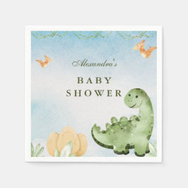 Dinosaur Hatching Soon Baby Shower Pappersservett