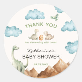 Dinosaur Hatching Soon Baby Shower Tack Runt Klistermärke
