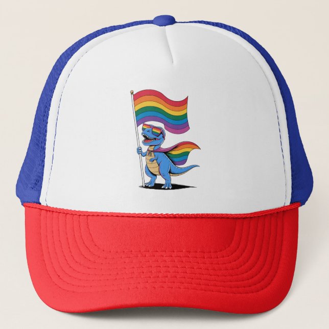 Dinosaur HBTQ regnbågsflagga för gay-pr Pride  Keps (Framsida)