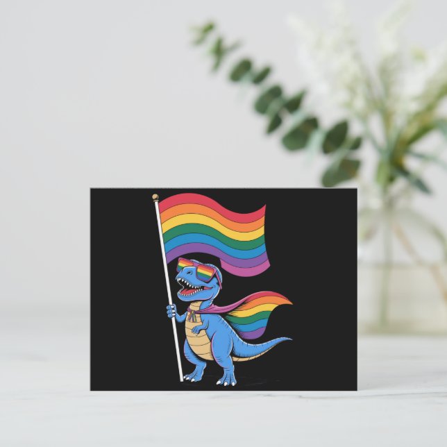 Dinosaur HBTQ regnbågsflagga  Vykort (Stående Fram)
