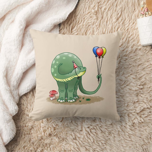 Dinosaur holding Balloations Kudde (Filt)