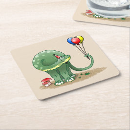 Dinosaur holding Balloations Underlägg Papper Kvadrat