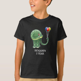 Dinosaur holding Balloons Birthday T Shirt