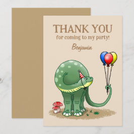 Dinosaur holding Balloons Birthday Tack Kort