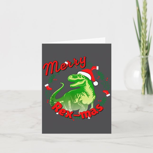 Dinosaur Holiday Merry Christmas Juric Tyrannosaur Kort (Framsida)