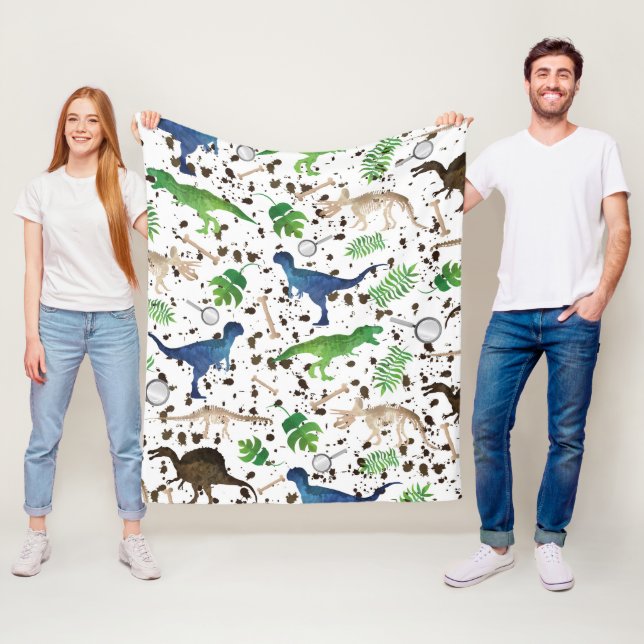 Dinosaur Hunt! Dinosaurier på Safari Pojkar Barn Fleecefilt (På plats)