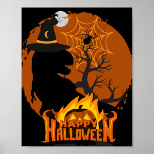 dinosaur i Halloween,spooky,läskigt,skrämmande, Poster