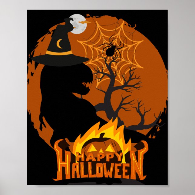 dinosaur i Halloween,spooky,läskigt,skrämmande, Poster (Framsidan)