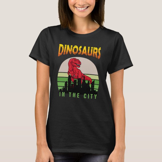 Dinosaur i staden | Dinosaur Design T Shirt (Framsida)