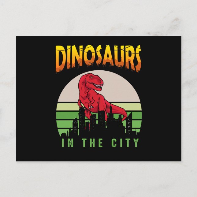 Dinosaur i staden | Dinosaur Design Vykort (Framsida)