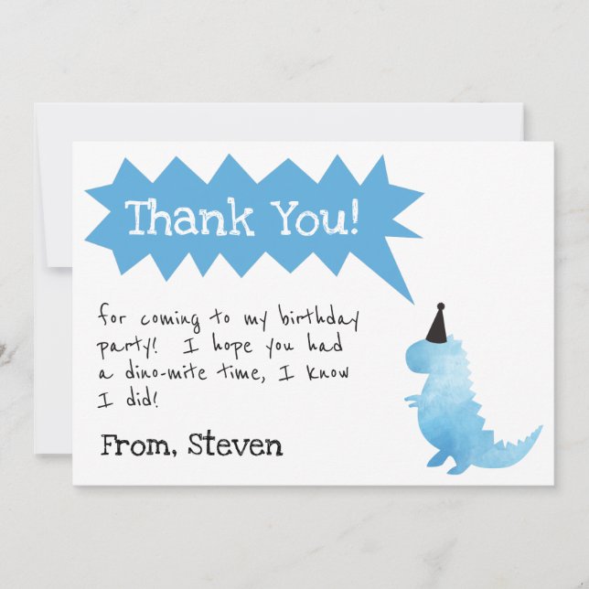 Dinosaur-inbjudan Stomp och Chomp Birthday-pojke Tack Kort (Framsida)