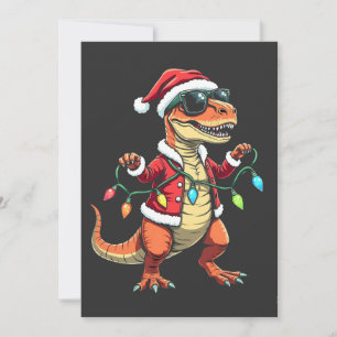 Dinosaur inklädd i julgransbelysning Tomtehatt Inbjudningar
