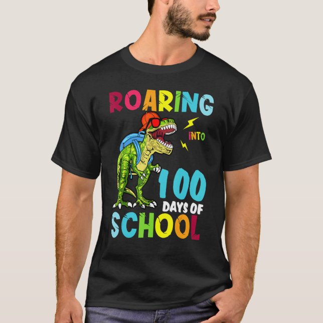 Dinosaur intill 100 dagar för skolrexboxar t shirt (Framsida)
