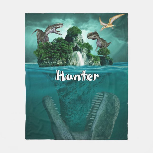 Dinosaur Island Personlig Fleecefilt (Framsidan)
