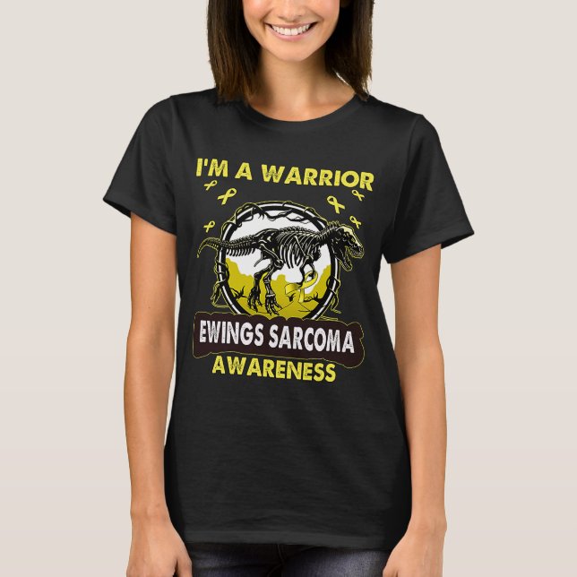 Dinosaur jag är en Warrior EWINGS SARCOMA-medveten T Shirt (Framsida)