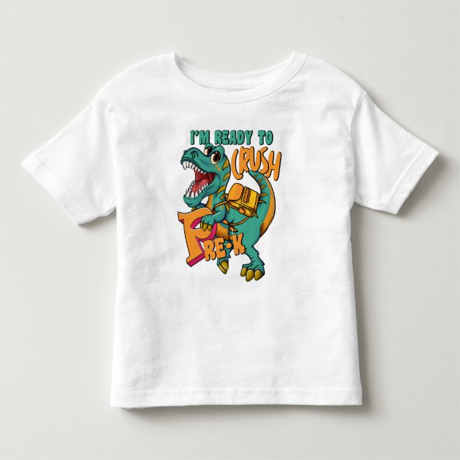 Dinosaur Jag är redo att krossa PRE-K Klass  T Shirt (Framsida)