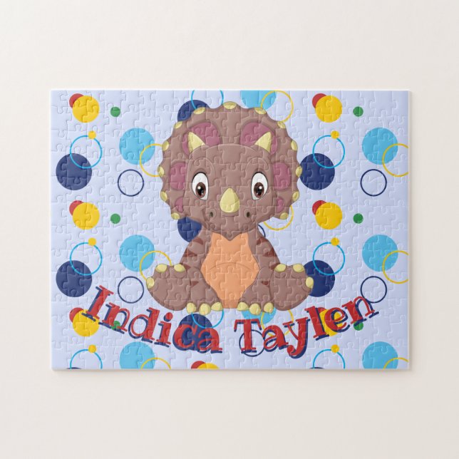 Dinosaur Jigszle Puzzle Kids Namn Learning Game Pussel (Horisontell)