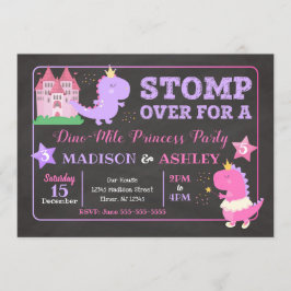 Dinosaur Joint Birthday Call for Girls Inbjudningar
