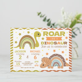 Dinosaur Joint Birthday Invitation for Siblings Inbjudningar