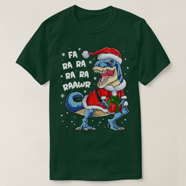 Dinosaur jul Fa Ra Ra Rawr T rex Santa Boys T Shirt (Design framsida)