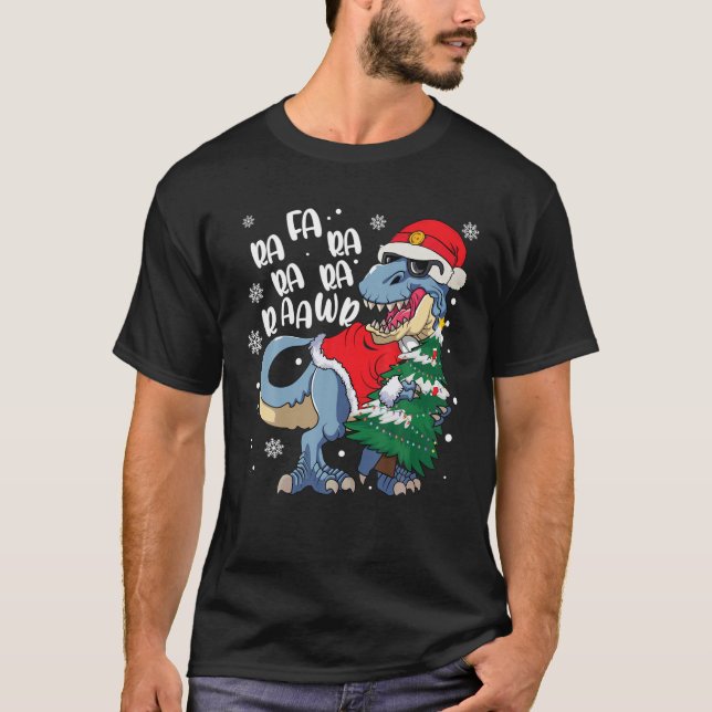 Dinosaur jul Fa Ra Ra Rawr T Rex Santa Chris Shirt (Framsida)
