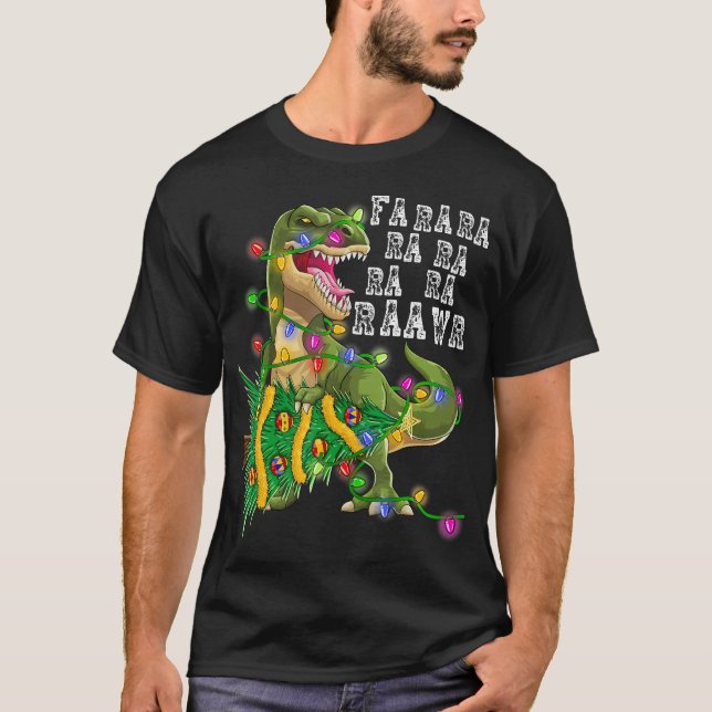 Dinosaur jul Fa Ra Rawr Träd Rex Boys Julafton G T Shirt (Framsida)