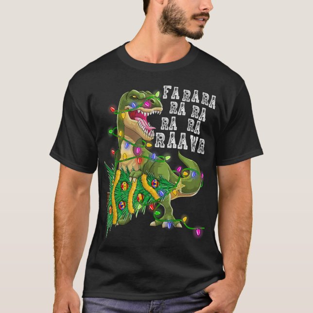 Dinosaur jul Fa Ra Rawr Träd Rex Boys Julafton G T Shirt (Framsida)