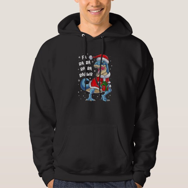 Dinosaur jul Fa Ra Rawr Träd Rex Boys Julafton Hoodie (Framsida)