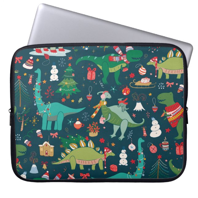 Dinosaur-jul: Gott nytt år Laptop Fodral (Framsidan)